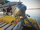 A boat using a Honda outboard motor